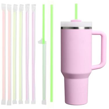 Imagem de 50 canudos descartáveis de cor neon para copo de 1,134 g, canudos extralongos de 30 cm descartáveis para copo Stanley de 850 g 1,134 g, canudo embrulhado individualmente para copos, café gelado, leite