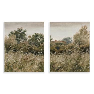 Imagem de Stupell Industries Conjunto de arte de placa de parede de 2 peças de matagal de folhagem rural, design por Lettered and Lined, 14 x 11