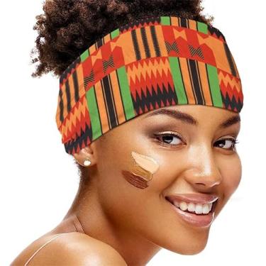 Imagem de Bandanas largas para mulheres boho turbante atado faixas de cabelo tribal africano antiderrapante yoga treino acessórios de cabelo (estilo 3)