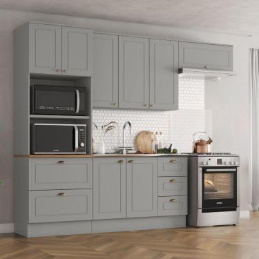 Imagem de Cozinha Modulada 4 Peças 8 Portas 5 Gavetas Americana Henn Cinza