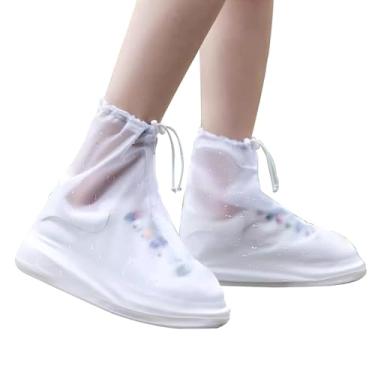 Imagem de Capas de sapatos impermeáveis para botas de chuva, capa de sapato antiderrapante com controle de areia, sola de borracha de PVC, botas de neve reutilizáveis, galochas para ciclismo, acampamento, pesca