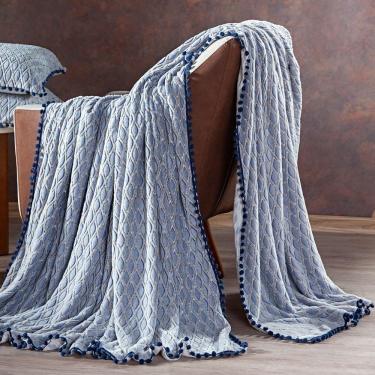 Imagem de Manta Avulsa Plush Aveludado Marinho Azul Queen