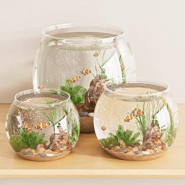 Imagem de 3 tigelas de plástico DIY – aquário redondo transparente de 18 litros, vaso hidropônico e recipiente multiuso para vaso de flores, prêmios de carnaval, centros de mesa de festa e decoração de casa