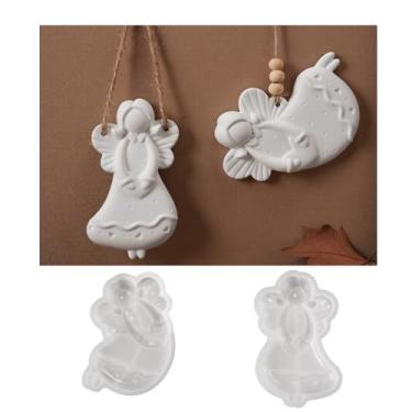 Imagem de Moldes de silicone Angel – 2 peças de enfeites de Natal e moldes de pingente para resina epóxi, artesanato e joias, presente de decoração de Natal