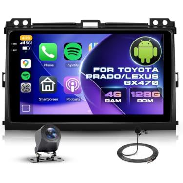 Imagem de Rádio automotivo 4G+ 128G Upgrade para Toyota Prado 2004-2009 Lexus GX470, Driauto 22.9 cm Double Din Car Stereo com Carplay sem fio e link de espelho automotivo Android, Bluetooth, WiFi, GPS, SWC