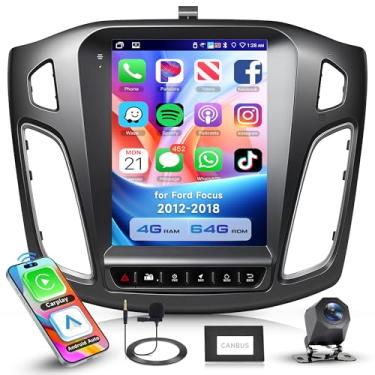 Imagem de Orderich Rádio automotivo 4G + 64G para Ford Focus 2012-2018 com carro sem fio CarPlay Android Auto, tela sensível ao toque de 9,7 polegadas, estéreo para carro Android com GPS WiFi, espelho, SWC