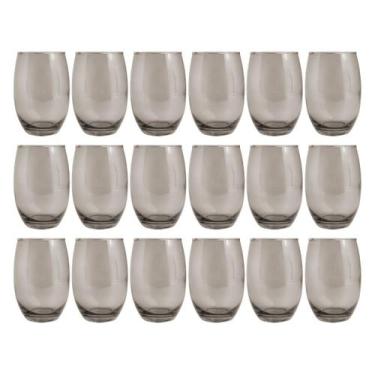 Imagem de Conjunto 18 Copos Vidro Bellagio Redondo 450ml Grande Cinza - PRATICAS