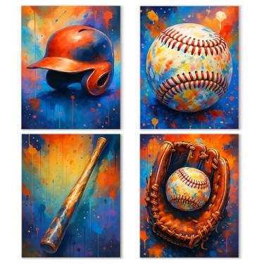 Imagem de Noaleviax Conjunto de pôster de beisebol graffiti - decoração de tema de grafite de beisebol, pôsteres legais imagens arte de parede para meninos homens caverna banheiro casa escritório decoração de