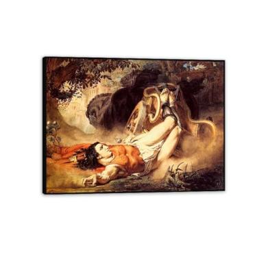 Imagem de Impressões emolduradas em preto A Morte de Hipólito por Lawrence Alma Tadema, reprodução de pintura a óleo, impressão giclée em tela, arte de parede pronta para pendurar para decoração de quarto de