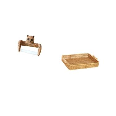 Imagem de Fenteer Suporte de Papel Higiênico E Toalha de de Desenho Animado Inovador com Cesta de Frutas Trançada, Tigela de Servir Lanches, Organizador de Prato