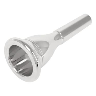 Imagem de Acessório de instrumento musical, bocal de substituição de tuba, peça de substituição de tuba, acessório de instrumento de boca de tuba de latão banhado a prata, usinado CNC de precisão, acabamento