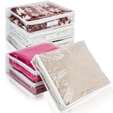 Imagem de Sacos de armazenamento de roupas transparentes com zíper, 6 peças, organizador de roupas para cobertores, suéter de linho, lençol de cama, edredom e travesseiro