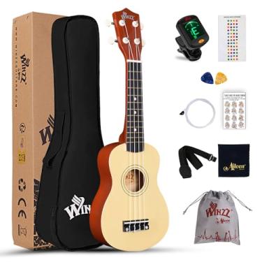 Imagem de Winzz Ukulele para crianças de 53 cm, ukulele soprano para adultos iniciantes, kit de iniciante infantil com 9 acessórios (natural)