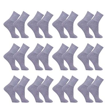 Imagem de Kit 12 Pares Meia Adulto Masculina Esportiva Cano Alto Algodão (39-43, Cinza)