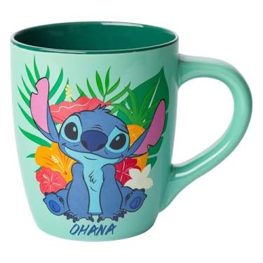 Imagem de Silver Buffalo Disney Lilo e Stitch Tropical Ohana sentado Jumbo Caneca de cerâmica curvada, 740 ml