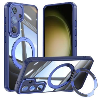 Imagem de Capa de celular Vanki para Samsung Galaxy S23 compatível com magnético com suporte S23 capa magnética com suporte de anel de 360 graus para Samsung S23 capa transparente antiqueda (azul)
