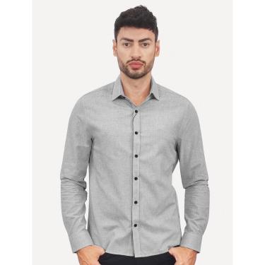 Imagem de Camisa Calvin Klein Jeans Masculina Slim Tela Algodão Cinza Mescla-Masculino