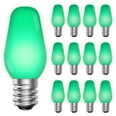 Imagem de Lâmpadas LUXRITE C7 LED verde 0,5 W, pacote com 12 luzes de corda