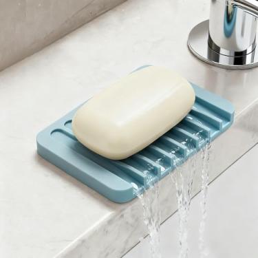 Imagem de Tapete aderente de sabão de silicone - Saboneteira antiderrapante para banheiro, para pia, chuveiro e bancada - azul-petróleo
