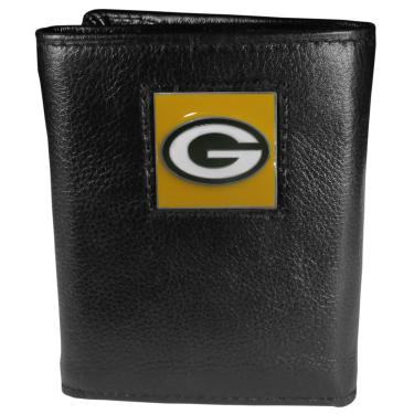 Imagem de Carteira masculina NFL Siskiyou Sports Green Bay Packers de couro de luxo com três dobras tamanho único preto