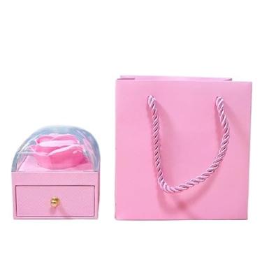 Imagem de Presente Feminino, Caixa de Presente Luxuosa com Rosas Eternas, Cor de Macaron, Adequada para Colares, AnéIs, Caixa de Armazenamento de Joi, 7 * 7 * 7 Cm(Rosa,1Pcs)