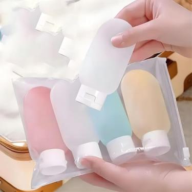 Imagem de Conjunto de 3 frascos de viagem para artigos de higiene pessoal, recipientes cosméticos à prova de vazamento de 57,5 g, acessórios de viagem recarregáveis para xampu e condicionador