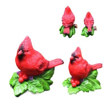 Imagem de Estatuetas de pássaro vermelho, decoração de casa, decoração de Natal de pássaro vermelho pequeno - enfeite de mesa de férias de animais de resina, para férias, inverno, interior, exterior, jardim