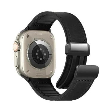 Imagem de Pulseira De Couro Magnética Para Apple Watch De 49mm 44 45 42mm 40 46 