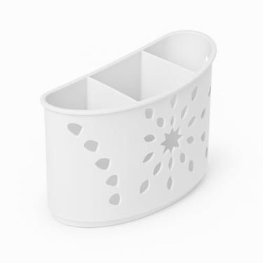 Imagem de 1 bandeja para talheres, 3 divisórias, escorredor de talheres durável em liga de níquel (Branco)