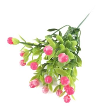 Imagem de Naroote Simulação de Partículas Grandes Decorativas de Flor de Grão de Milão, buquê de Plantas de Plástico para Decoração de Escritório Doméstico, Acabamento Requintado, Adequado para Todas As (Rosa)