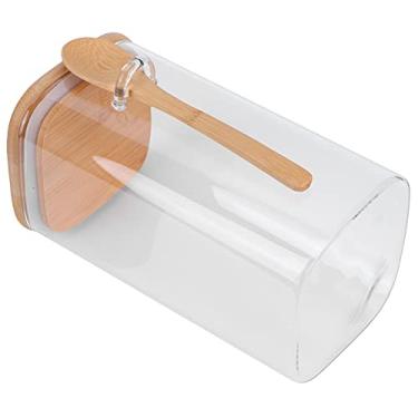 Imagem de Phefop Frasco de Armazenamento Quadrado Com Colher, Vidro Sem Chumbo, Recipiente de Tempero Elegante para Grãos de café, Ideal para Cozinha e Restaurantes (1200ml)