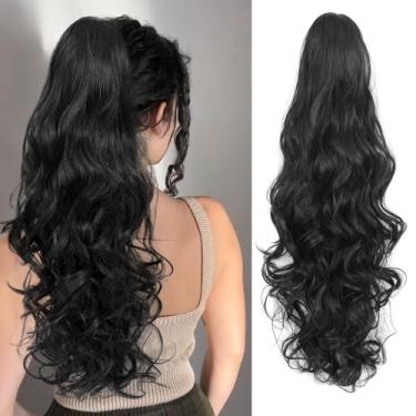 Imagem de JoryJazzy Extensão de rabo de cavalo de 61 cm, clipe de garra ondulado longo e encaracolado e peruca sintética de aparência natural, extensões volumosas de rabo de cavalo para uso diário feminino