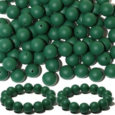 Imagem de 120 contas de silicone Richbunnys de 15 mm para fazer canetas e chaveiros, contas grandes para fabricação de colares e pulseiras, conjunto de contas de borracha sortidas (verde escuro)
