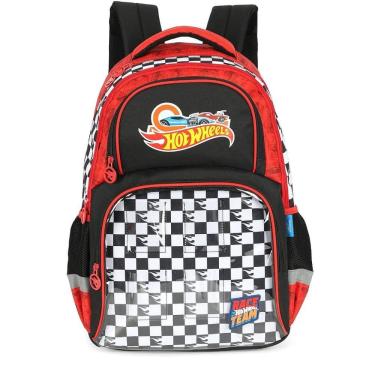 Imagem de Mochila de Costas Luxcel Hot Wheels Xadrez Vermelho