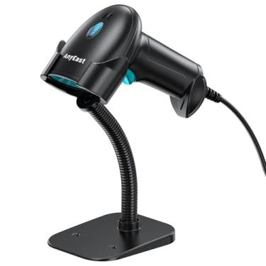 Imagem de Scanner de código de barras com suporte, inventário com fio USB QR 2D 1D, compatível com computador POS MAC com digitalização automática, leitor de código de barras portátil para supermercado de