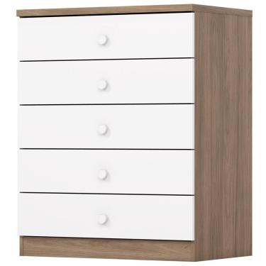 Imagem de Comoda Infantil 5 Gavetas 75 Cm Bala De Menta Rustico Branco Henn Rustico Branco