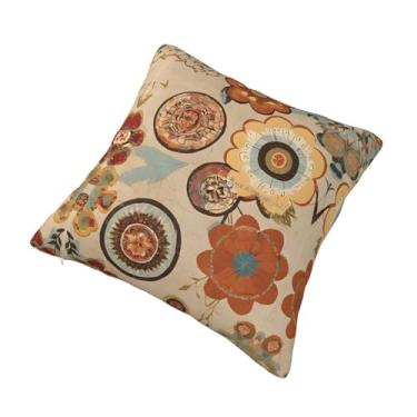 Imagem de Almofada quadrada decorativa multiestampa medalhão - design reversível, zíper oculto, poliéster macio para sofá, cama e carro - hipoalergênico 66 cm x 66 cm