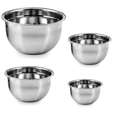 Imagem de Tigela Bowl Inox Bacia Cumbuca Kit 4 uni Preparo Receira Cozinha Resid