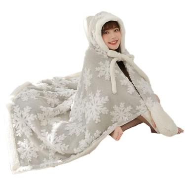 Imagem de Blusões De Manta Para Mulheres - Poncho de Natal com Capuz,Capa de Manta com Capuz Grande e Macia - Para Homens e Mulheres Sala de Estar Sofá Quarto Escritório Ver TV