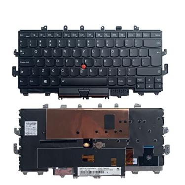Imagem de Siakoocty Layout de interface do usuário de substituição para laptop com ponteiro e teclado retroiluminado para Lenovo Thinkpad X1 Yoga X1 1st 2016 retroiluminado 00JT871