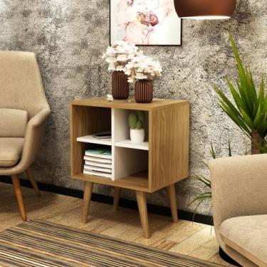 Imagem de Mesa de apoio 45cm 4 Nichos E1720 Tecnomóbili, Natural/Off White