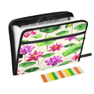 Imagem de CEBUGI Pasta expansível de 13 bolsos, impermeável, sanfonada, organizador de arquivos com etiquetas tamanho A4, organizador de documentos de papel para escola, material de escritório, flores coloridas