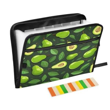 Imagem de Wassud Abacates verdes (2) 13 bolsos organizador de arquivos sanfonado pastas expansíveis com abas e adesivos, organizador de pastas de documentos de recibo de papel tamanho carta A4 para viagens de