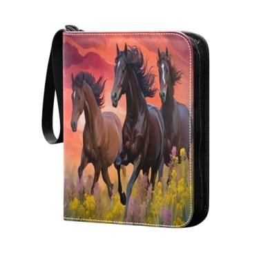 Imagem de Wassud Fichário de 4 bolsos para cartões colecionáveis cavaleiros ao pôr do sol comporta 400 cartas padrão, álbum TCG CCG MTG à prova d'água, presentes para colecionadores, meninos e meninas