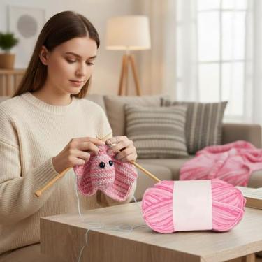 Imagem de 1 peça de fio de crochê de 165 m macio, vários fios, faça você mesmo, artesanato, suéter, cachecol, cobertor, chapéu, acessórios de costura para casa (rosa pêssego)