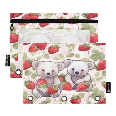 Imagem de Wassud Pacote com 2 pastas de fichário de desenho coala, pastas de bolso com 3 furos, organizador de fichários para casa, escritório