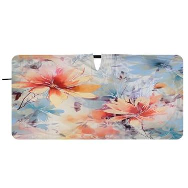 Imagem de CEBUGI Para-brisa de carro dobrável sombra de sol flor desabrochando janela de carro guarda-chuva para-brisa frontal para-sol para acessórios de carro legal bloqueador solar refletivo de carro, P