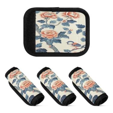 Imagem de Qilmy Beautiful Peonies Bagagem Handle Wrap 2Pack Identificadores de Bagagem Tag Comfort Handle Grips Capa para carrinho de bebê, mala de viagem, acessórios de viagem de avião398