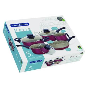 Imagem de Conjunto de Panelas 5 Peças Paris Tramontina, Vermelho