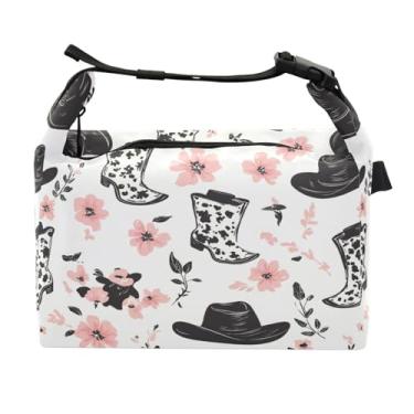 Imagem de STAYTOP Lindas botas de cowboy estilo vaca lancheira com fivela de alça, lancheira isolada para meninos e meninas, lancheira térmica para trabalho escolar